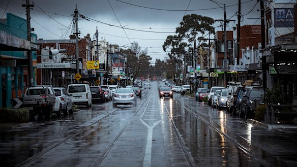 Union Road in the locked-down suburb of Ascot Vale on Friday.