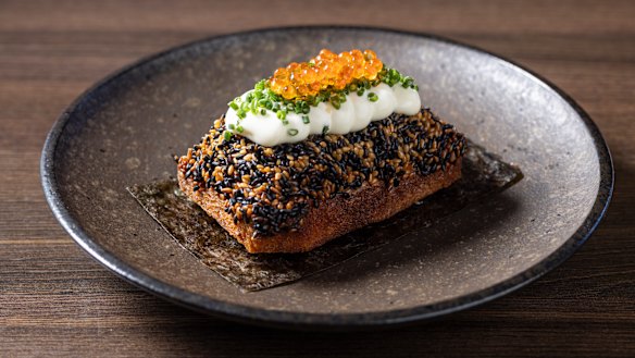 The prawn toast uses fluffy Japanese shokupan bread.