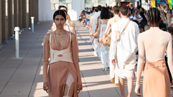 Dion Lee's New York Fashion Week show was held on the roof of a school on Manhattan's trendy Lower East Side.