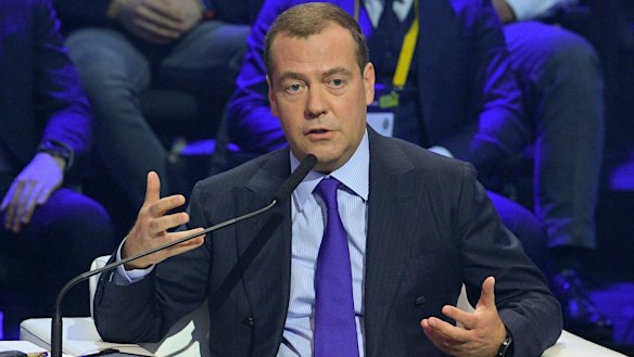 Russian Prime Minister Dmitry Medvedev says anti-Russian "hysteria" has become chronic. 