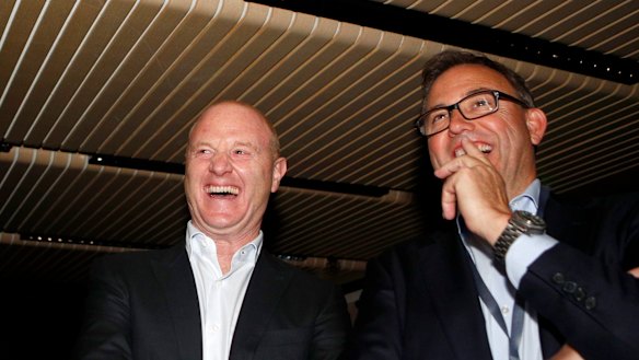 Former Commonwealth Bank of Australia chief executive Ian Narev and UBS' Matthew Grounds.