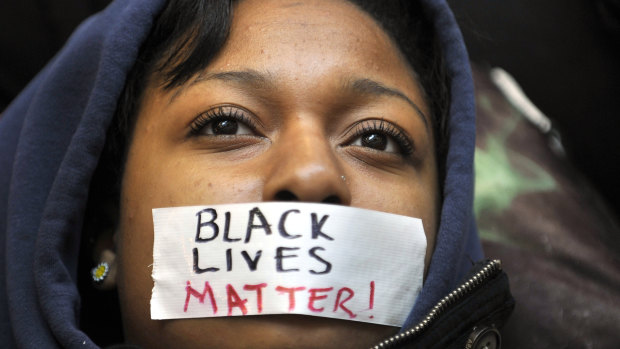 Penn State student Zaniya Joe at a Black Lives Matter protest in Ferguson, Missouri in 2014. 