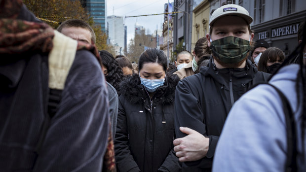 Protesters in Melbourne.