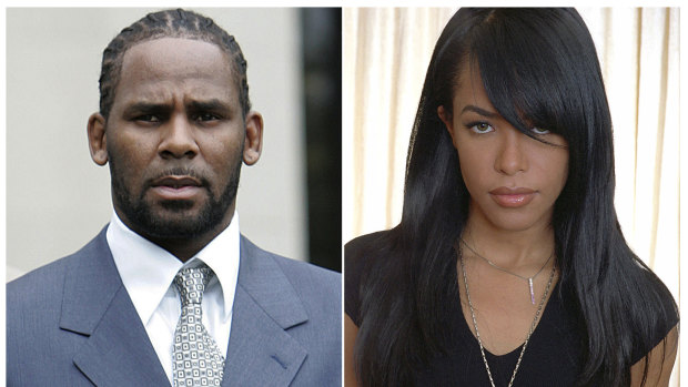 R. Kelly and the late R&B singer and actress Aaliyah. At age 27, R. Kelly married the then 15-year-old in secret.  The marriage was annulled because of her age.