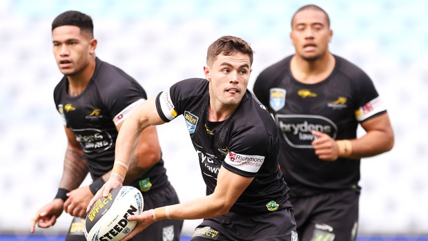 Kyle Flanagan turns out for the Bulldogs feeder side, Mounties, at Stadium Australia.