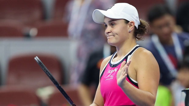 Ashleigh Barty has powered into the quarter-finals in China.
