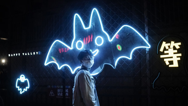 A Halloween-themed parade in Wuhan, China last month. The first COVID-19 infections have been traced to a wet market selling bats and other wildlife in Wuhan.