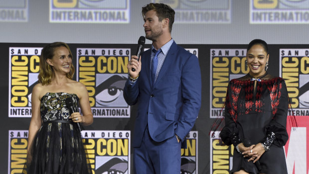 Portman, Chris Hemsworth and Tessa Thompson at Comic-Con.