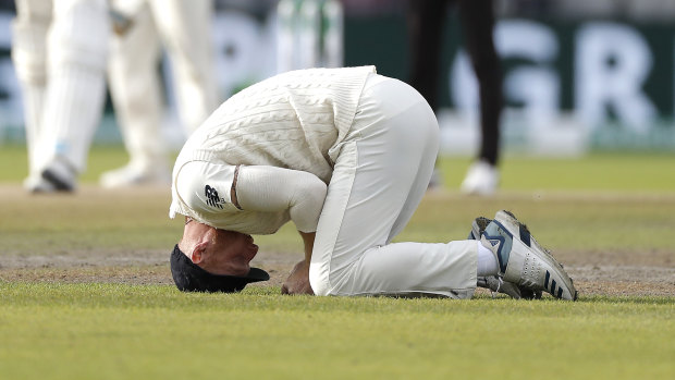 Ben Stokes reacts as England crumble under pressure. 