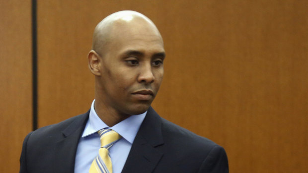 Former Minneapolis police officer Mohamed Noor arrives at the Hennepin County Government Centre for a hearing in Minneapolis in May, 2018.