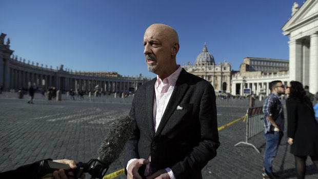 Peter Isely, founding member of Ending Clergy Abuse in St. Peter's Square on Sunday.