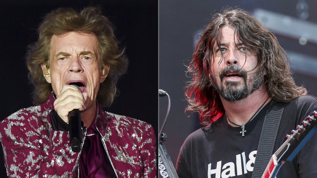The Rolling Stones’ Mick Jagger, left, teamed up with Foo Fighters’ Dave Grohl to record new song Eazy Sleazy, about coming out of lockdown. 