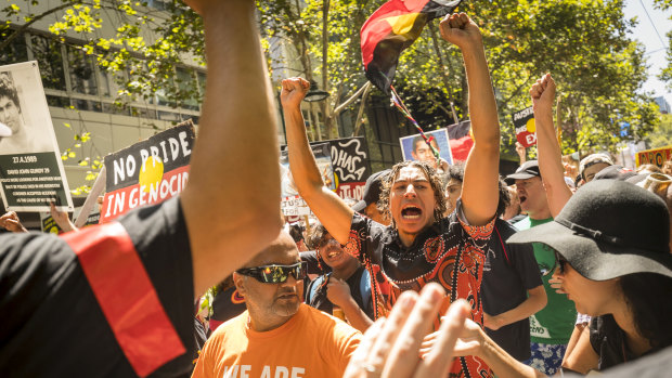 Thousands of people joined the Invasion Day march from Parliament House to Flinders Street Station on Saturday.