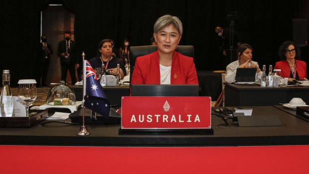 Penny Wong at Friday’s G20 meeting in Bali.