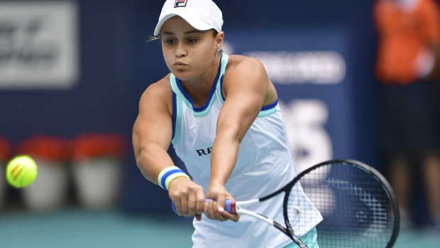 No nonsense: Ashleigh Barty has soared into the top 10 after her Miami Open triumph.