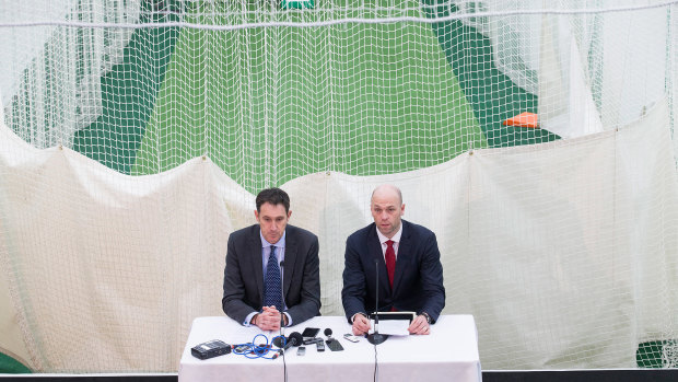 James Sutherland and players boss Alistair Nicholson announce the end of the pay dispute.