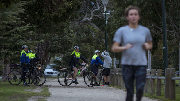 The scene near Princes Park on Wednesday as police investigated the discovery of a woman's body.