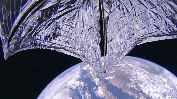 The LightSail2 spacecraft successfully deployed its sale, top, above Baja California, Mexico. 