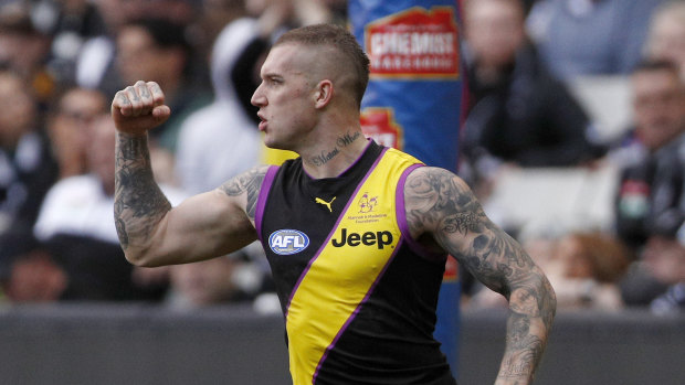 Pacesetters: Dustin Martin's Tigers are leading the race for the minor premiership.