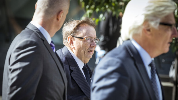 Media magnate Harold Mitchell arrives at the Federal Court.