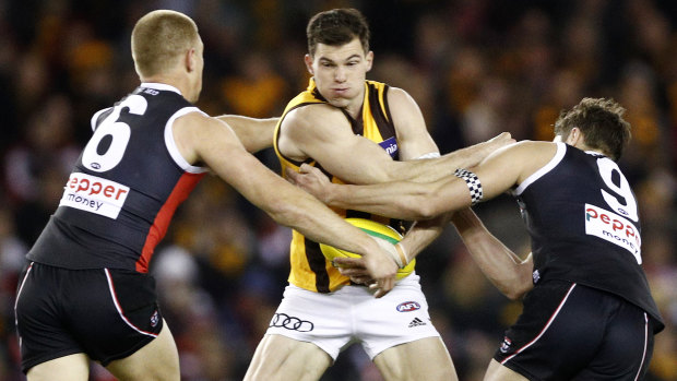 Test of time: Jaeger O'Meara in action for the Hawks.