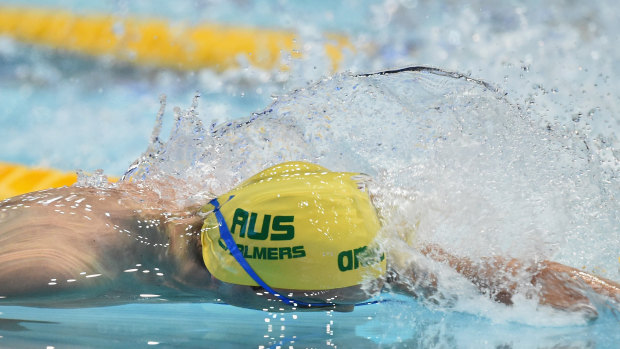 Storming home: Kyle Chalmers churns through the water in the 100m freestyle final.