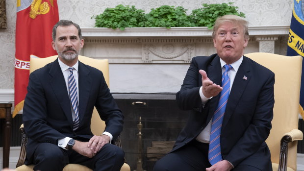 US President Donald Trump meets with King Felipe VI of Spain at the White House in June.