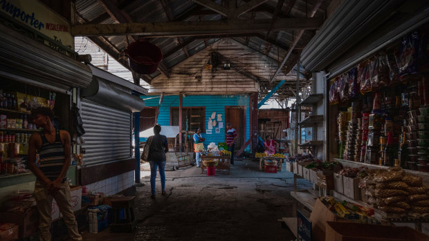 Stabroek Market, Georgetown’s busiest street market, where half of the stores closed after tensions arose from the March 2 elections.