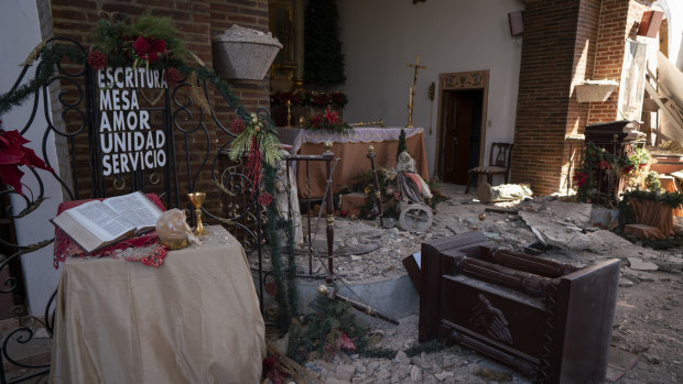 Parroquia Inmaculada Concepción church was heavily damaged after a 6.4 earthquake hit.