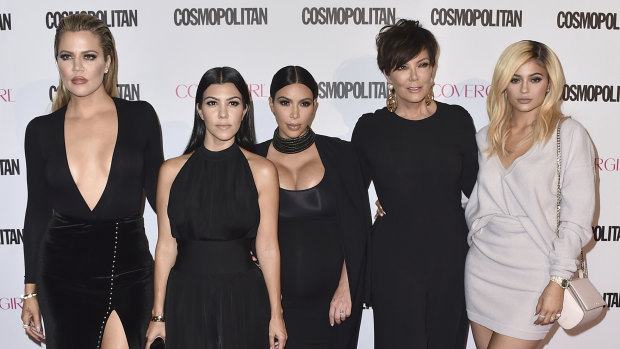 From left, Khloe, Kourtney and Kim, and Kris and Kylie Jenner. 