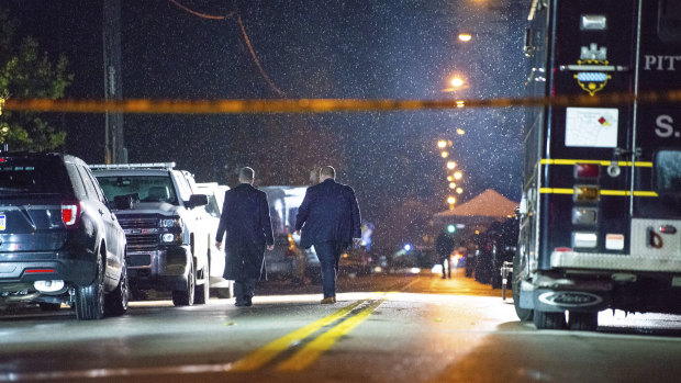 FBI investigators at the Tree of Life Congregation in the Squirrel Hill section of Pittsburgh.