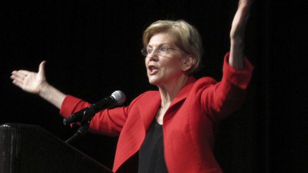 Senator Elizabeth Warren delivers the keynote address on Saturday to the Nevada Democratic Convention in Reno, Nevada. 