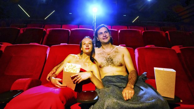 Fantastic Film Festival artistic director Hudson Sowada with partner Emily Milledge at the Lido Cinema in Hawthorn.
