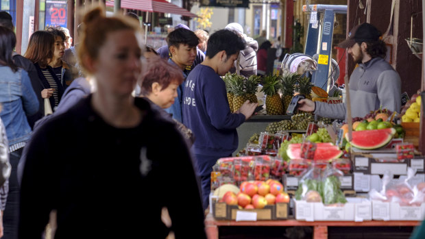 Shoppers at the market.