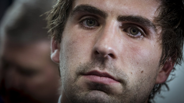 Andrew Gaff after recieving his suspension at the AFL tribunal. 