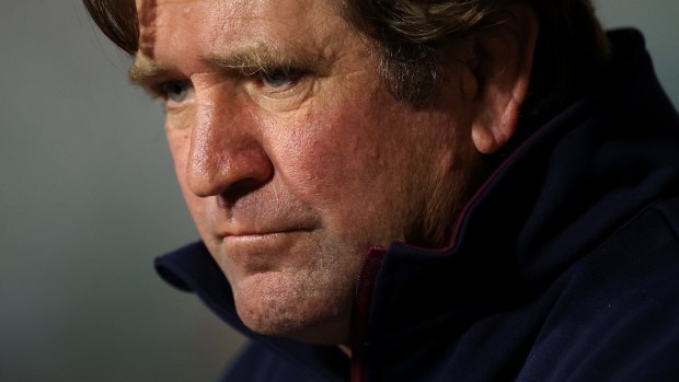 Des Hasler came under criticism for Saturday’s heavy defeat to the Roosters.