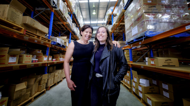 Meryl Dahlitz and Holly Gurling, mother and daughter, owners of Waproo at their factory in Dandenong South.