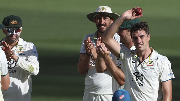 Pat Cummins starred for the Australians with 10 wickets in their win over Pakistan.