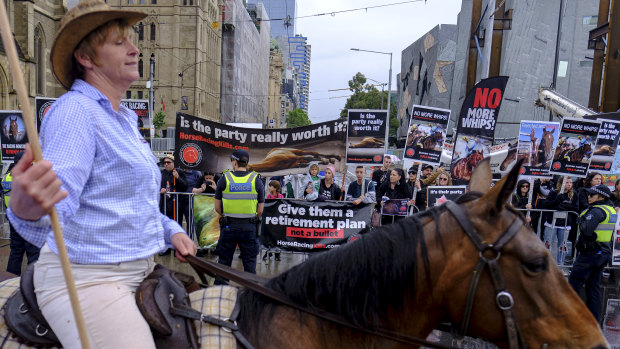 Awkward scenes at this year's Melbourne Cup parade.