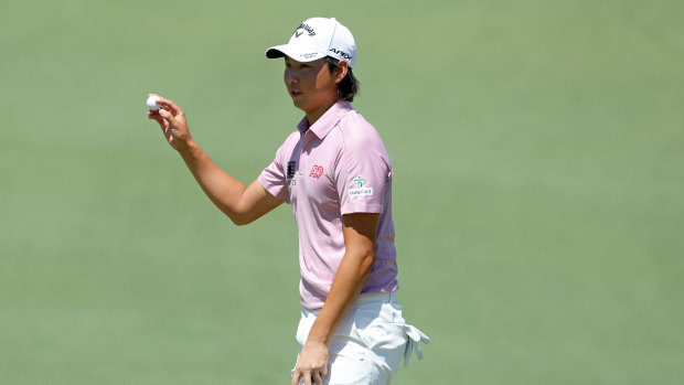 Min Woo Lee is charging up the Masters leaderboard on the final day.