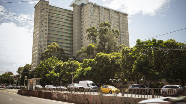 One of the first public housing towers set for demolition at Holland Street in Flemington.