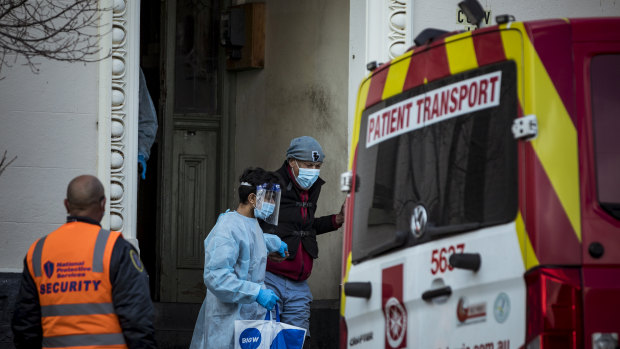 Ambulances take Hambleton House residents to other health care centres.