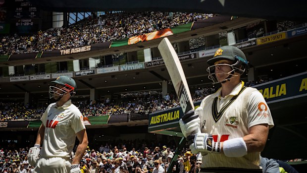 Cameron Green and Steve Smith take the field at the MCG last week.