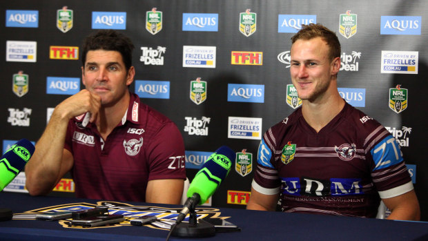 Still close: Daly Cherry-Evans and outgoing Manly coach Trent Barrett.