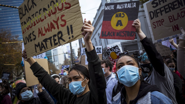 Protesters in Melbourne.