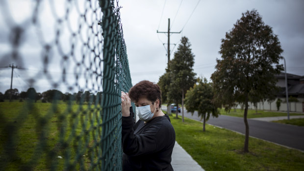 Effie Fotiadis outside St Basil’s Home for the Aged in Fawkner on Tuesday.