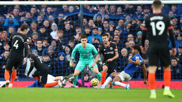Dominic Calvert-Lewin makes it three for Everton against Chelsea FC at Goodison Park.