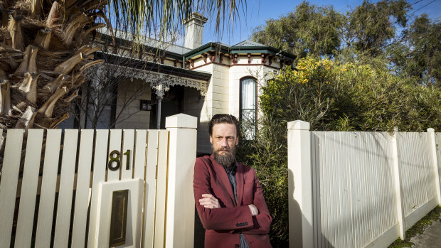 Heritage activist Adam Ford in front of the Ascot Vale home.