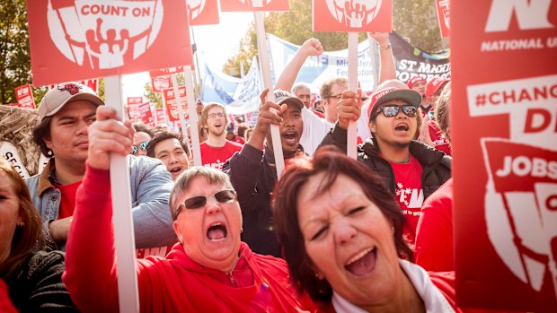 Union members at the last rally in May.