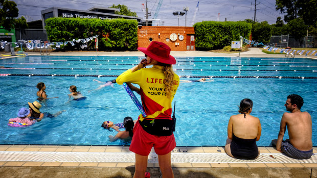 Keeping cool at North Melbourne pool.